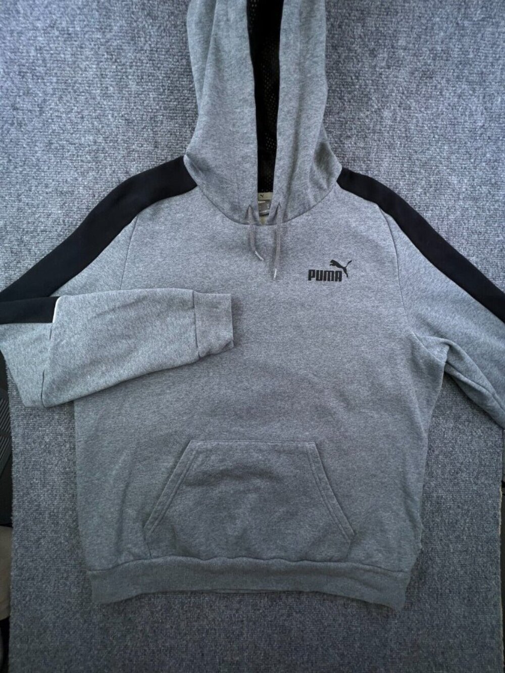 Puma Hoodie Mens XL Gray Sweatshirt Logo Graphic Long Sleeve Fleece Lined Adult